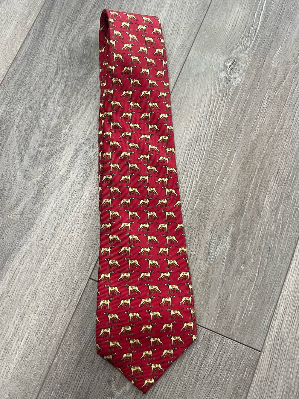 Lauren Ralph Lauren 100% Silk Dog Print Tie Red Men’s Necktie USA